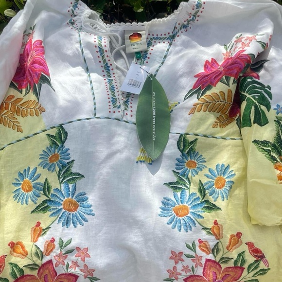 FARM Rio Floral Embroidered Dress - Yellow and White - Picture 8 of 9